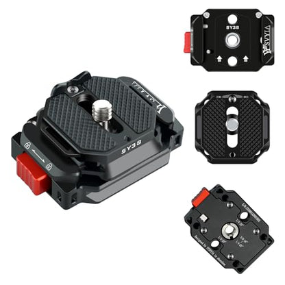 SY38 Camera Quick Release Plate Kit V2,Auto-Lock 38mm Camera Tripod Quick Release Mount Multi-Functional Base,Use for Tripod, Monopod,Slider Etc Quick Release Adapter,V3803