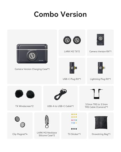 Hollyland Lark M2 Wireless Microphone for iPhone/Camera/Android/PC, 48kHz/24-bit High Fidelity Audio, 300m Range, Noise Cancelling, 40h Use, YouTube, Vlog, Streaming (2TX + 3RX + Charging Case) | 48khz/24-Bit Hi-Fi, 300m Los, Enc Noise Cancellation, 10h T