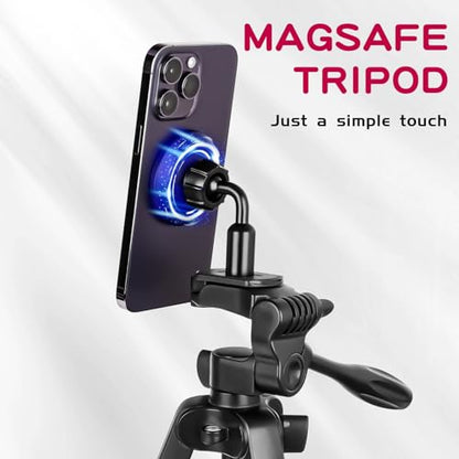 55" Phone Tripod, PHOPIK Aluminum Extendable Tripod Stand with Shutter, Carrying Bag, Compatible with iPhone/Android/Sport Camera&Insta 360 x5 Perfect for Video Recording/Selfies/Live Stream/Vlogging - size: PT204VP-Magnetic