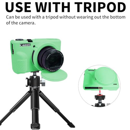G7X Mark III Case, Soft Silicone Protective Case Cover for Canon Powershot G7X Mark III Digital Camera, Durable Camera Body Skin Protector with Removable Lens Cover - Turquoise - color: Turquoise