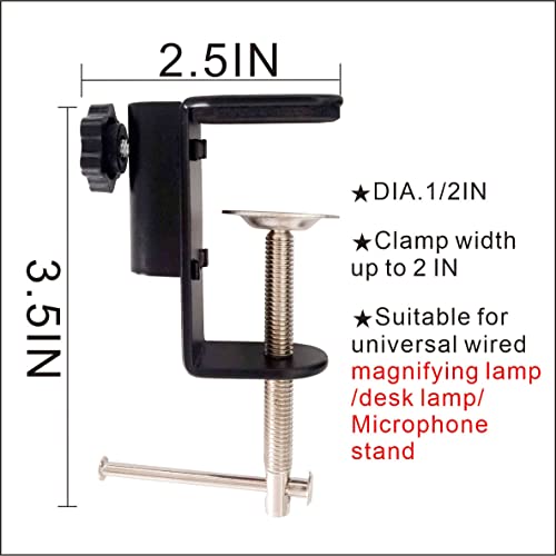 Desk lamp Clamp: 2PACK 1/2 Enlarge Hole Replacement C Clamp Desk Light,Magnifying Glass w/ Light,Table Mic Stand,Mic Arm Desk Mount, Phone Holder,for Office Work Task (M Black) (C CLAMP SMALL) - color: M Black