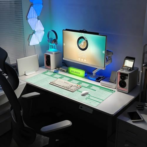 Baziabbo Office Desk Mat, Excel Cheat Sheet Keyboard Mat, Excel Shortcut Desk Pads,Non-Slip Excel Mousepad with Stitched Edges for Computer (Sheet Green) - color: Sheet Green