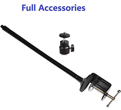 Webcam Stand - 25 inch Gooseneck Clamp Desk Webcam Mount Arm for Logitech Webcam C920s C920 C930e C922x C930 C922 C925e C615 Brio