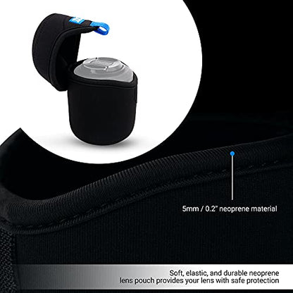 JJC Water Resistant Neoprene Camera Lens Pouch Case, Fold-Over Lens Bag for Mirrorless Lenses Up to 3.1 x 3.1 (D X H) for Sony FE 50mm f/1.8, Canon RF 35mm f/1.8, Fujifilm XF 23mm f/1.4 etc. - size: 3.1 x 3.1"