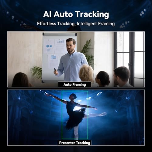 Tenveo 4K AI Auto Tracking PTZ Conference Camera, 3X Optical Zoom, 92° Wide View Angle, USB 3.0 & HDMI Conference Camera for Zoom, Teams, OBS, Live Streaming, Church Worship, Education, Meetings - color: Shadow Black