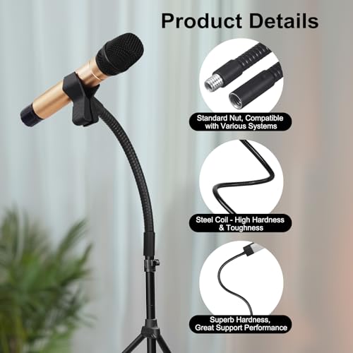 16-Inch Flexible Gooseneck Tubing, 1/4"-20 Female to Male Thread Universal Arm Gooseneck Extension Holder for Microphone, Tripod Phone, Camera, LED Video Lights 2 Pack - color: 2 Pack, size: 16 Inch