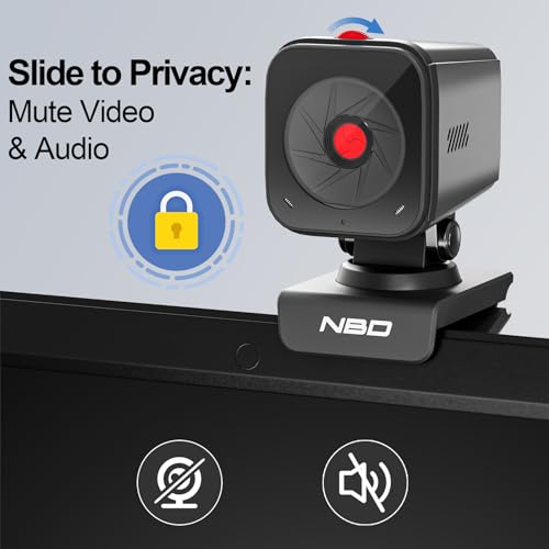 NBD 2K Webcam for PC & Laptop, Autofocus Computer Camera with Remote Control, 2 AI-Noise Canceling Microphones, Stereo Mics, Adjustable Field of View, Low-Light Correction, Built-in Privacy Cover W100