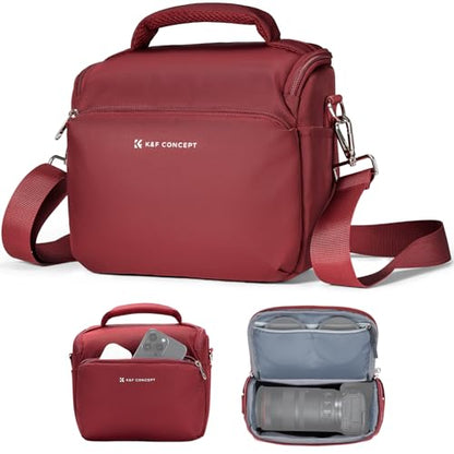 K&F CONCEPT Camera Sling Bag Small Crossbody Camera Case DSLR/SLR/Cute Compact Shoulder Photography Bags for Photographers - color: 10-Red