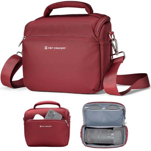 K&F CONCEPT Camera Sling Bag Small Crossbody Camera Case DSLR/SLR/Cute Compact Shoulder Photography Bags for Photographers - color: 10-Red