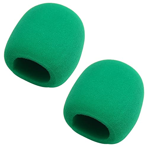 Fielect 2Pcs Microphone Cover Foam Mic Cover Handheld Microphone Windscreen Shield Micro Foam Filter Green for KTV Broadcasting - color: Green