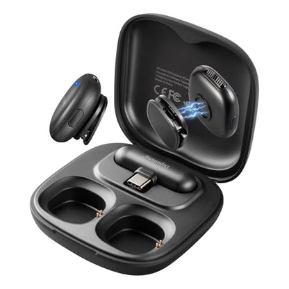 Depusheng V2 Wireless lavalier Microphone for iPhone, iPad and Android with Charging case, 8 Hours of Battery Life, Clip-on Microphone for Video Recording, vlogging, interviews，3 Noise Reduction