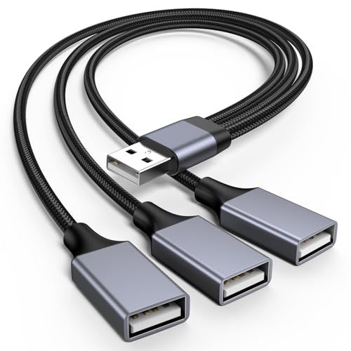USB Y Splitter 1 in 3 Out, USB Male to 3 Female Cable for PC, Tablet, Laptop, MacBook, Keyboard, PS4, PS5, Mouse, FlashDrive, LED, Etc. - size: 1 Pack