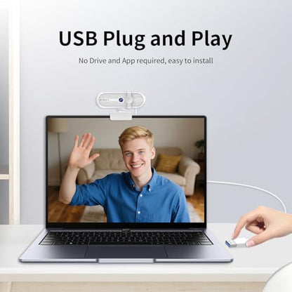 TOALLIN 2K Webcam for PC, 5MP, Built-in Mic, 90° Wide Angle Webcam with Tripod and Privacy Cover, USB Computer Camera for Laptop, Live-Streaming, Gaming, Online Meetings, Video Calls - style: 2K Webcam with Tripod