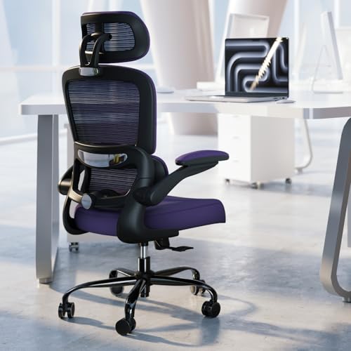 TRALT Office Chair Ergonomic Desk Chair, 330 LBS Home Mesh Office Desk Chairs with Wheels, Comfortable Gaming Chairs (1, Violet) - color: Violet
