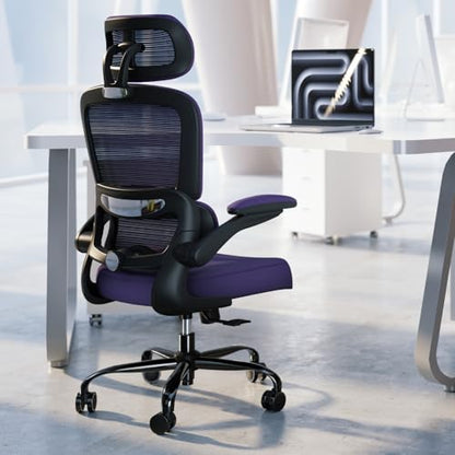 TRALT Office Chair Ergonomic Desk Chair, 330 LBS Home Mesh Office Desk Chairs with Wheels, Comfortable Gaming Chairs (1, Violet) - color: Violet