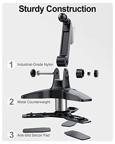 OQTIQ Cell Phone Stand for Desk with 360° Ball Head Swivel, Sturdy Heavy Duty Tripod Base, Thick Case Friendly, Home Office Desk Accessories Phone Stand for iPhone Android Phones