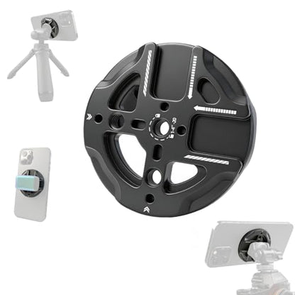 Magnetic Phone Mount Plate with 1/4"-20 Thread & Cold Shoe, N52 Strong Magnet 15N Hold, Aluminum Camera Mount Adapter for iPhone MagSafe, Tripod, Ball Head, Vlogging & Filming Rig (Black) - color: Black