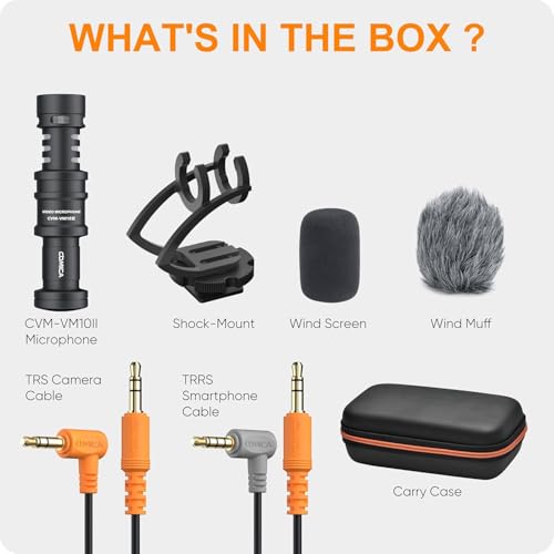 Camera Microphone,Comica CVM-VM10II Professional Video Microphone with Shock Mount, Deadcat,Compact Shotgun Mic Compatible with iPhone,DSLR Camera,Android Smartphones- Perfect for TikTok YouTube Vlog - color: Black