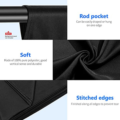 NEEWER 6x9 feet/1.8x2.8m Photo Studio 100% Pure Polyester Collapsible Backdrop Background for Photography, Video and Television (Backdrop Only) - Black - color: Black, size: 6 x 9 ft