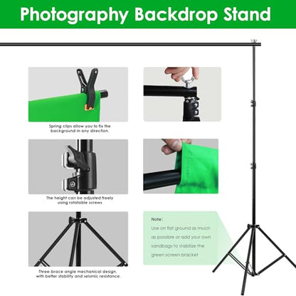 Green Screen Backdrop Kit, 6.5 x 10 Ft Portable Greenscreen Background with Stand, 5 Clamps & Carrying Bag for Photography, Streaming, Zoom, Gaming, YouTube - color: 119× 78IN Green