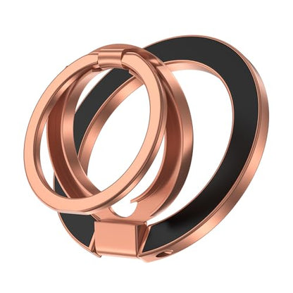 Magnetic Phone Ring Holder for MagSafe, Magnet Phone Grip Stand Finger Ring Kickstand Dual-Side Magnetics for iPhone 17 16e 16 Pro Max 15 Pro Max Samsung Galaxy Z Flip7 Fold7 S26 S25 Ultra Plus S24 FE - color: rose-gold
