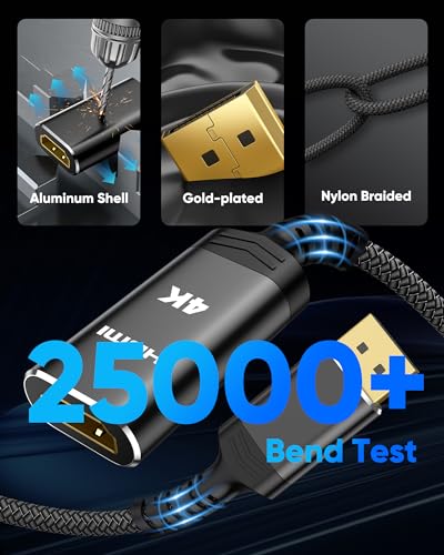 Highwings 4K DisplayPort to HDMI Adapter, Uni-Directional DP to HDMI Adapter Converter Cable Male to Female, HDMI Abapter Compatible with Laptop Desktop HDTV Monitor Projector, Black, Passive - color: Black, style: 4K 30Hz-1 Pack