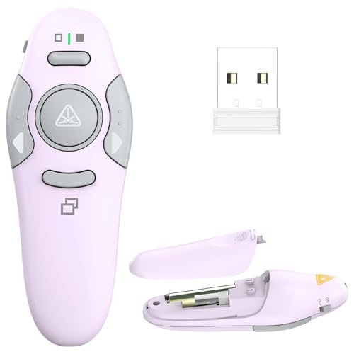 QUI Presentation Clicker Wireless Presenter Remote Clicker for PowerPoint Presentation Remote, PowerPoint Slide Advancer for Mac/Windows/Google Slide/Keynote, Purple, A - color: Purple