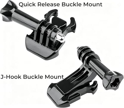 Quick Release Buckle Clip Basic Mount, Vertical Surface J-Hook Buckle Mount Base with Long Thumb Screws Kit for Most Action Camera