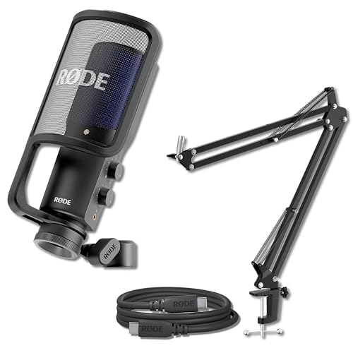 Rode NT-USB+ Professional USB Condenser Microphone Bundle with StreamEye BOOMARM1 27-Inch Boom Arm and SC27 USB-C Cable — Aphex DSP Studio Mic for Podcasting, Streaming, Voice Over, Recording