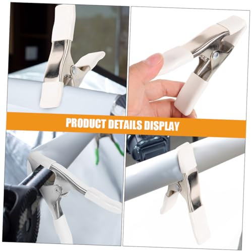 UKCOCO 4 Pack Heavy Duty Spring Clamps, 4 Inch Nickel-Plated A-Shape Metal Clips with PVC Protective Tips, White Tension Clamps for Woodworking, Backdrop Stand, Crafts and Wedding Dress Fitting