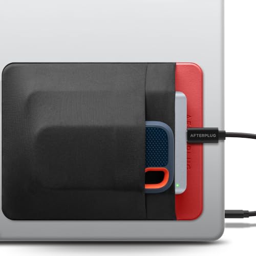 2-Pocket SSD & Hard Drive Holder for Laptop, Reusable Adhesive, Stick-On Pocket Sleeve for External Portable SSD, HDD, Cables and More (Large) - color: Black & Red, size: Large (For 2.5" HDDs & SSDs)