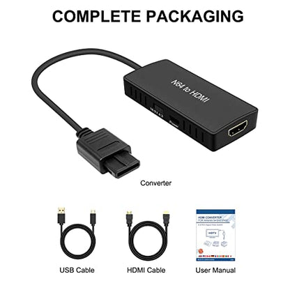 N64 to HDMI Converter Adapter Support 16:9/4:3 Conversion, HDMI Link Cable for N64 /SNES/NGC/SFC（Plug and Play）