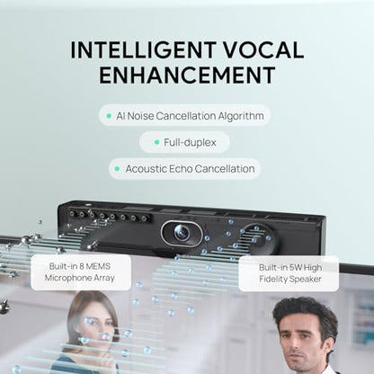 Yealink MeetingBar A10 4K Conference Room Webcam with 120 Wide Angle Camera, Android OS, Video Conferencing System with Microphone and Speaker, AI Speaker Tracking, Auto Framing, Teams Zoom Certified - color: A10-010