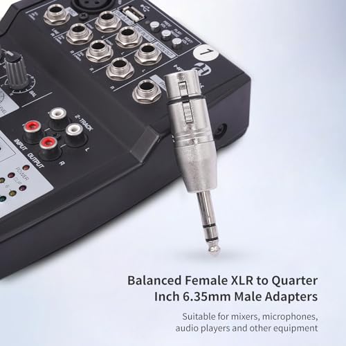 XLR Female to 1/4" TRS Adapter, 2-Pack, Balanced 6.35mm Male to XLR Female Connector for Microphone, Audio Interface, Mixer, Studio Equipment, Professional Audio Cable - color: XLR F TO 1/4" TRS