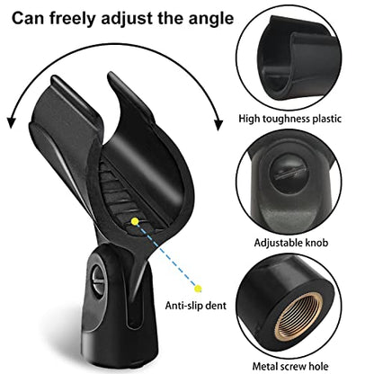 Universal Microphone Clip Holder, Comes with 5/8" Male to 3/8" Female Screw Adapter Suitable for Handheld Microphones, 2-Pack