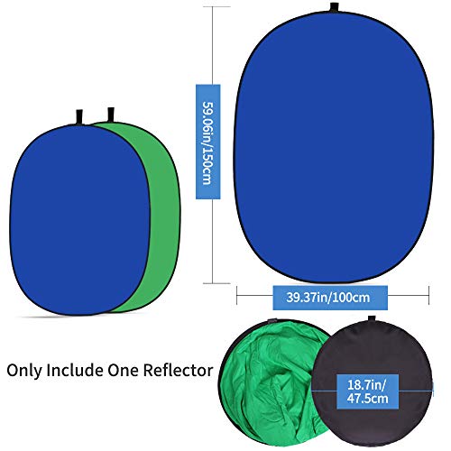 5X3.3ft (1.5mX1m) 2 in 1 Polyester Muslin Green and Blue Backdrop Portable ChromaKey Pop-Up Collapsible Reversible Photography Screen Background - color: Green/Blue