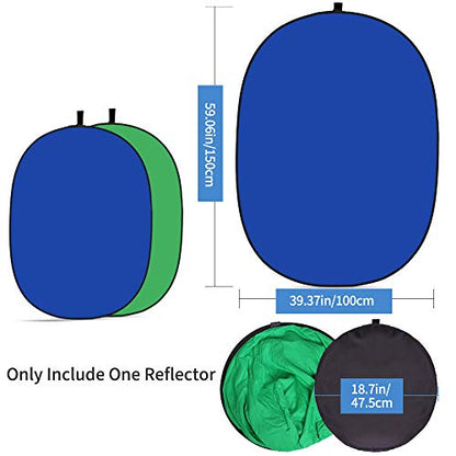 5X3.3ft (1.5mX1m) 2 in 1 Polyester Muslin Green and Blue Backdrop Portable ChromaKey Pop-Up Collapsible Reversible Photography Screen Background - color: Green/Blue