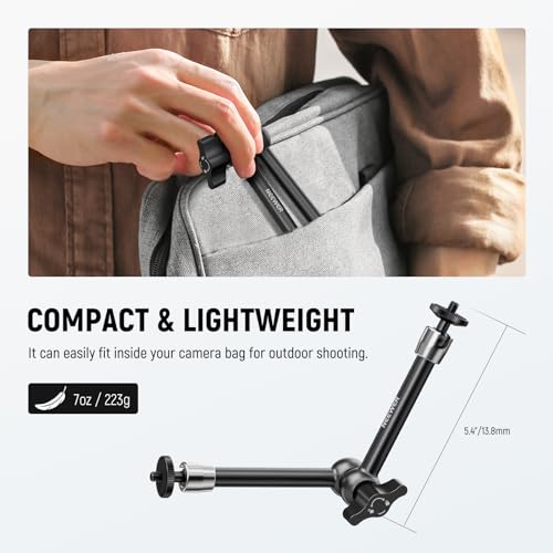 NEEWER 9.8"/25cm Adjustable Friction Magic Arm with 1/4" Screw on Both Ends, Compatible with SmallRig Cage, Flash/LED Light/Microphone/Monitor/SuperClip, Max Load 4.4lb/2kg, ST08 - style: 9.8"/25cm