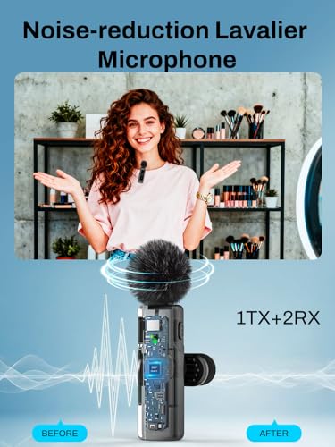 USKEYVISION Vlogging Kit for iPhone,YouTube Starter kit for Content Creators w/Wireless Lavalier Microphone,Auto Face Tracking Phone Tripod 360 Rotation w/Lights,Remote Control,Ground Spike(R01 Kit)