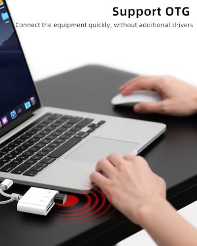 SD Card Reader for iPhone 17 16 15 14 Pro Lightning USB C to USB Micro SD Adapter Accessories Digital Camera Memory TF OTG Hub Converter Port for Ipad Compatible with Samsung Splitter Plug
