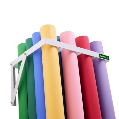 Seamless Paper Backdrop Vertical Storage Rack – Wall Mounted Organizer for Photography Studio – Holds Up to 16 Rolls (White) - color: WHITE