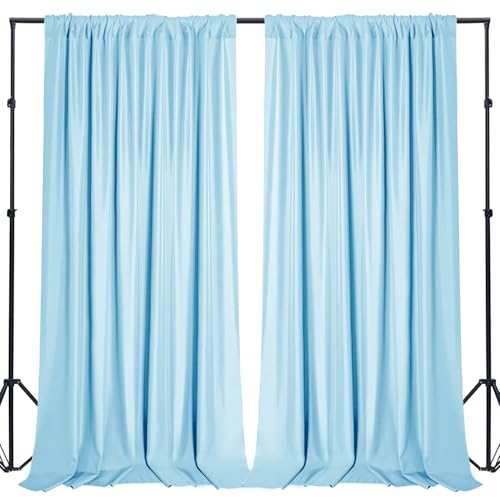 Sugargirl Wrinkle Free Baby Blue Backdrop Curtains Polyester Photo Backdrop Drapes Curtains with Rod Pockets for Party Birthday Wedding Photography Home Decoration(5x7FT, 2 Panels) - color: Baby Blue, size: W5' x H7' (2 panels)