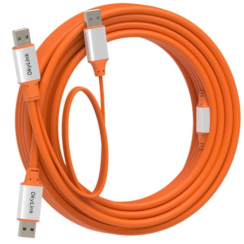 OkyLink Active USB 3.2 Gen 2 A to A Cable Male to Male 10Gbps, 32ft | 10m with External Power, Long Range 10Gbps, Orange Cable, for Industrial Equipment & Security System Deployment - color: USB3.2(10Gbps), size: 32ft (10m)
