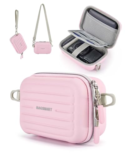 BAGSMART Digital Camera Case, Small Camera Bag with 2 Carrying Ways, Pink | Lightweight Camera Sling Bag for Canon Powershnot ELPH 180/190/Sony DSCW800/DSCW830, Waterproof & Protective - color: Baby Pink