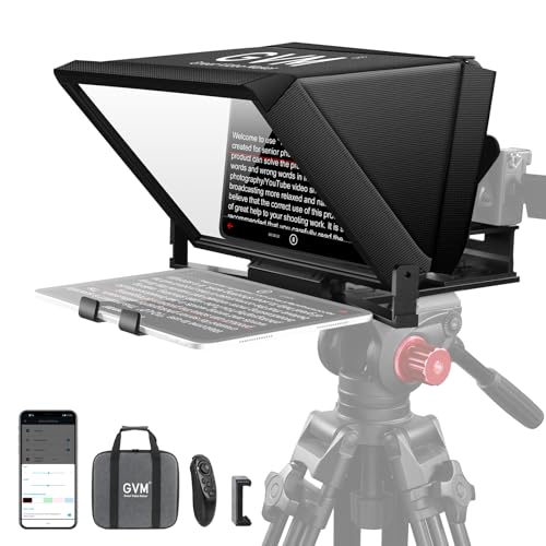GVM 12" Teleprompter kit with Remote Control & App, Collapsible Teleprompter for iPad Tablet Phone DSLR Camera, Prompter with Carry Case, HD Refective Display, for Video Recording/Vlogger - size: 12inch