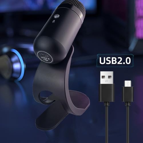 Tangxi USB Microphone with Quick Mute, Desktop Condenser Microphone for Gaming Recording Streaming, 360 Omnidirectional Sound Pickup with Stand