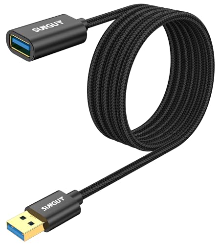 SUNGUY USB Extension Cable, 10FT Long USB3.0 Extension Cable 5Gbps Fast Data Transfer, Type A Male to A Female USB Extender Cord for Card Reader, Keyboard, Printer, Scanner, Camera etc. - Black - color: Black, size: 10FT