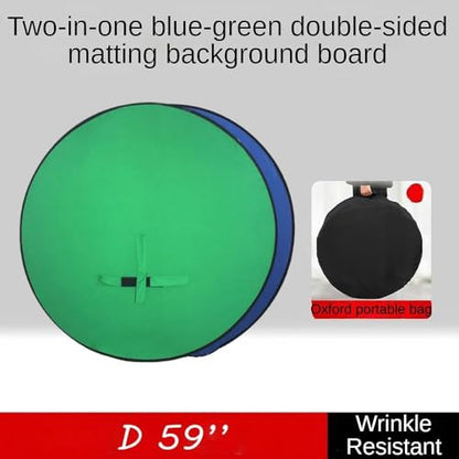 Portable Collapsible Webcam Backdrop With Package Bag, Attaches to Chair, Easy Setup, Wrinkle-Resistant Fabric, Perfect for Zoom Webex Teams TikTok, Background Green Blue Screen D59''