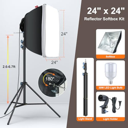 LINCO Lincostore Photo Video Studio Light Kit AM169 PRO - Including 3 Color Backdrops (Black/White/Green) Background Screen (8.5x10ft Background Frame with 10x12ft Backdrop)