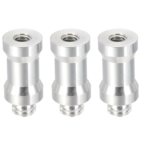PATIKIL Camera Spigot Screws Converter 1/4" to 3/8" Female to Male, 3 Pack Tripod Screw Adapter Spigot Stud for Light Stand Hot Shoe Cold Shoe Adapter Ball Head Flash, Silver